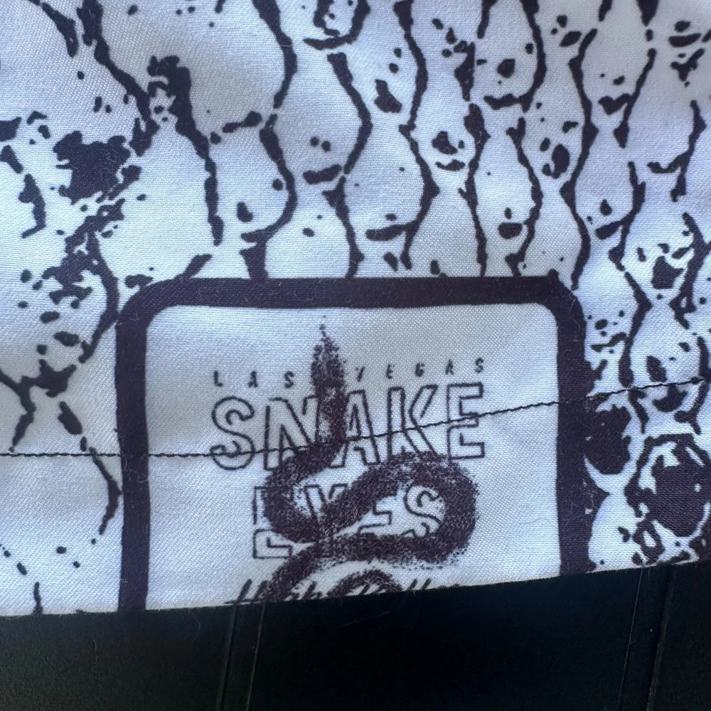 Men’s Black & White Snake-Print Swim Trunks